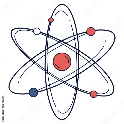 Atomic structure diagram with orbiting electrons and nucleus science