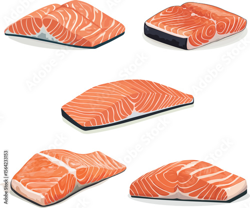 Cartoon salmon meat illustration material	