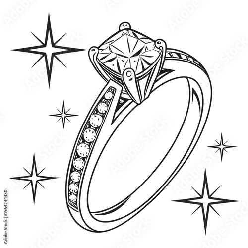 Sparkling diamond engagement ring with accent stones diamond ring wedding ring