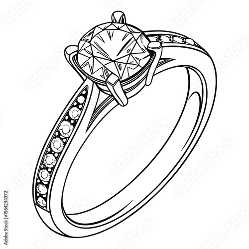 Diamond engagement ring with sparkling side stones diamond ring wedding ring