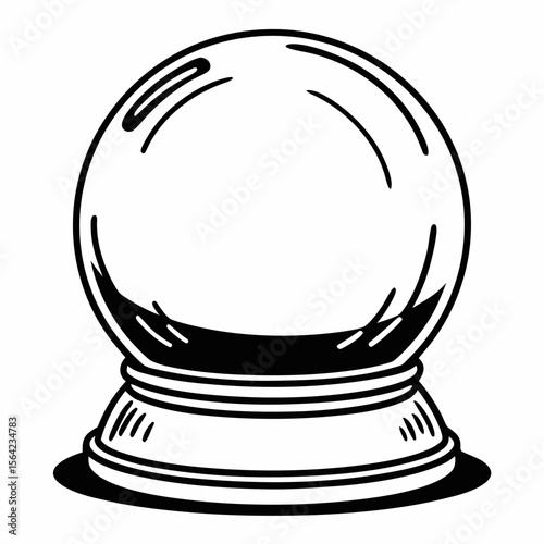 Black and white crystal ball on stand fortune telling divination
