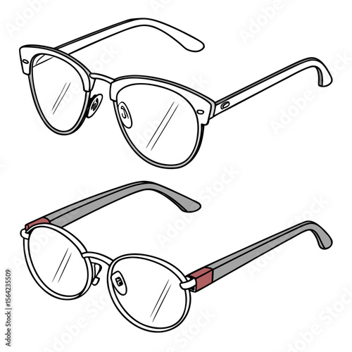 Two pairs of eyeglasses with clear lenses spectacles eyewear