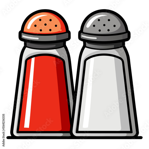 Red and white salt and pepper shakers with grey tops salt shaker kitchenware