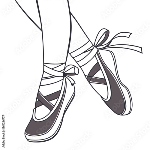Elegant ballet shoes with dark grey accents and ribbons pointe shoes dance footwear