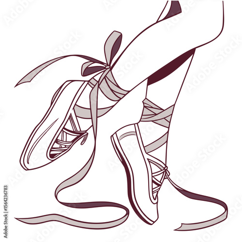 Ballet shoes with ribbons on white background pointe shoes dance