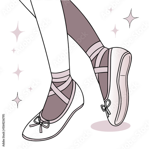 Ballet slippers with ribbons and sparkles dance shoes fashion