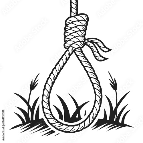 Hanging noose knot with grass rope loop