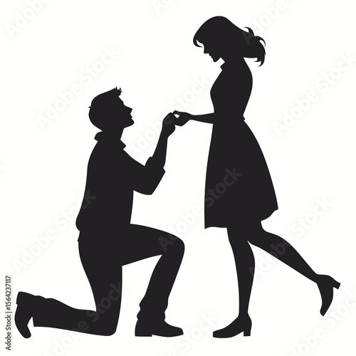 Man proposing to woman silhouette black background proposal engagement