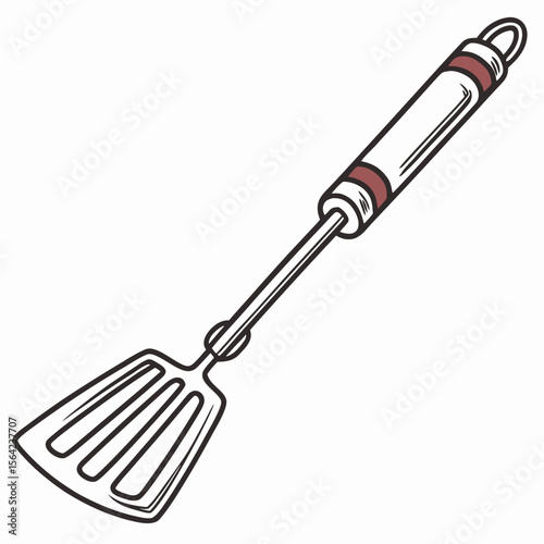 Grilling spatula with maroon accents on white background kitchen utensil cooking tool