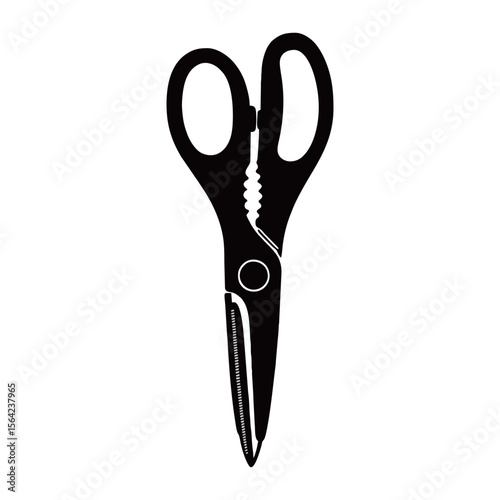 Silhouette image of scissors on white background