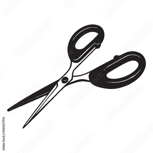 Silhouette image of scissors on white background