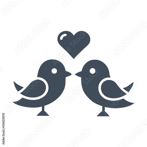 Two lovebirds with heart romance affection