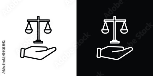 Justice scales in Hand icon graphic element Illustration template design
