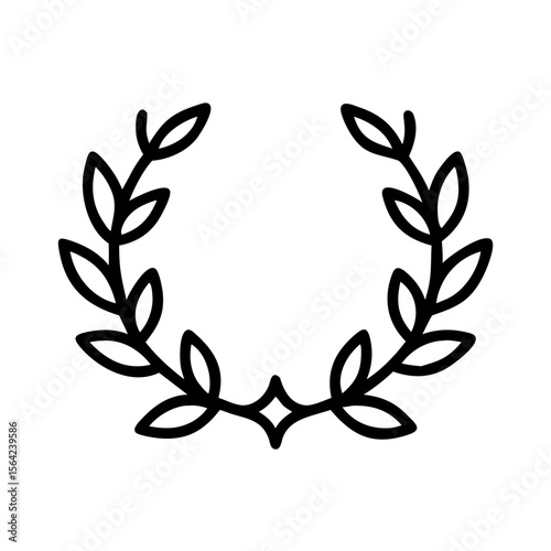 Laurel Wreath Emblem: A graceful laurel wreath design, rendered in a minimalist black and white style, symbolizes victory, honor, and achievement.