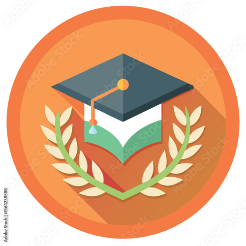 Graduation cap and laurel wreath symbolizing academic achievement and success