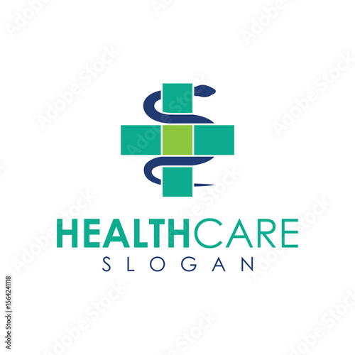 health vector design logo with cross and snake element