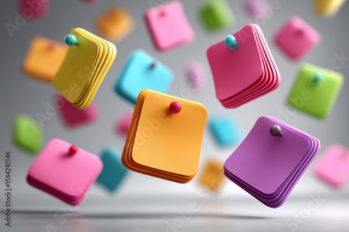 Colorful Sticky Notes Ideas, Reminders, and Organization in a Whimsical Floating Design