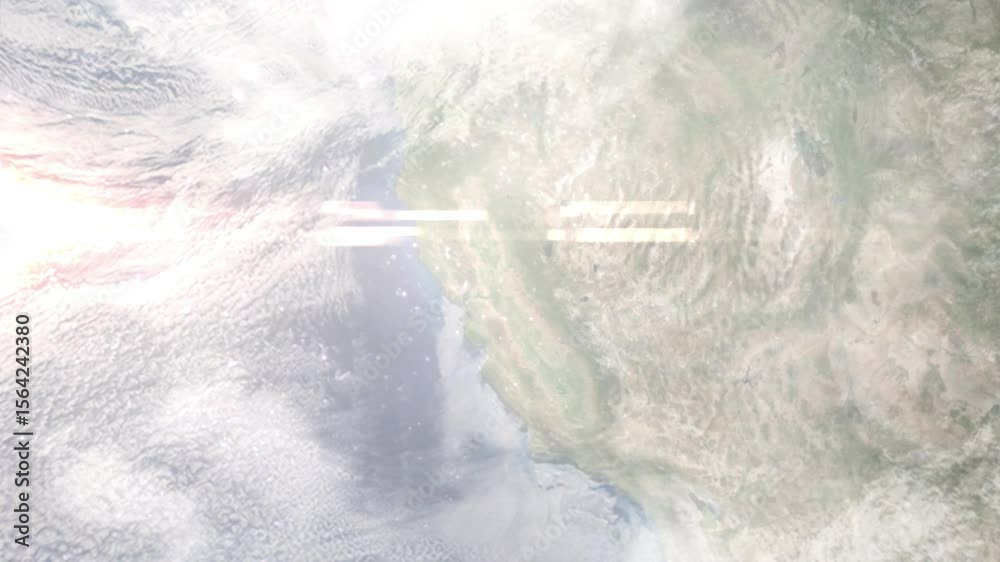 Earth zoom in from space and focus on Elk Grove, California, USA. Background for travel intro or blog. Satellite view. 3D style Animation. Images from NASA.