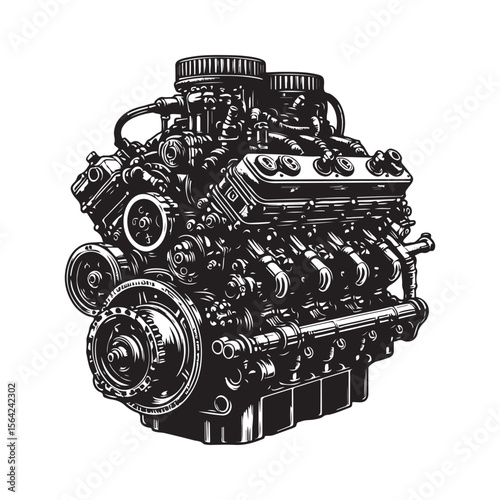 car engine isolated on white