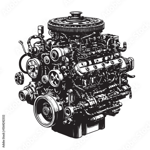 car engine isolated on white