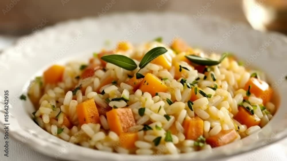 Pumpkin risotto dish on a plate Pumpkin risotto dish on a plate