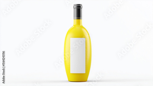 3D Render Lemon Bottle Mockup Isolated on White