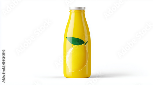 3D Render Lemon Bottle Mockup Isolated on White