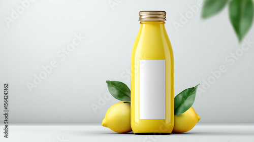 3D Render Lemon Bottle Mockup Isolated on White