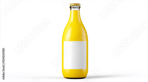 3D Render Lemon Bottle Mockup Isolated on White