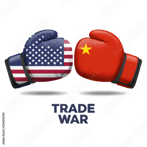 USA vs China Trade War Concept with Boxing Gloves