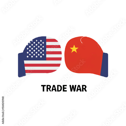USA and China Trade War Conflict Concept Illustration
