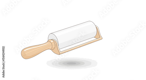 Vector wooden lint roller for clothes and furniture cleaning tool for removing dust and pet hair removal
