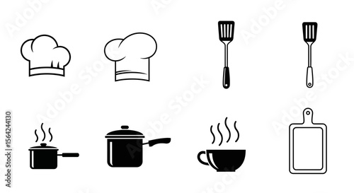 Vector chef hat kitchen utensils cooking tools vector illustration for culinary and food preparation design