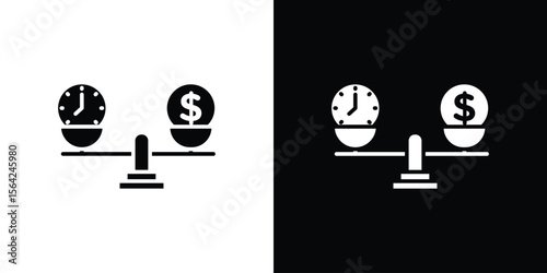 Time and money compare scale icon symbol illustration doodle design
