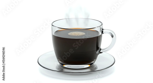 Freshly Made Black Coffee in Glass Cup on White Table
