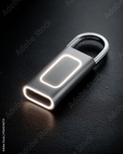 Futuristic Minimalist Keychain Design Sleek Metal Lock with Glowing LED Accent