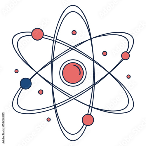 Atomic structure diagram with orbiting particles atomic model