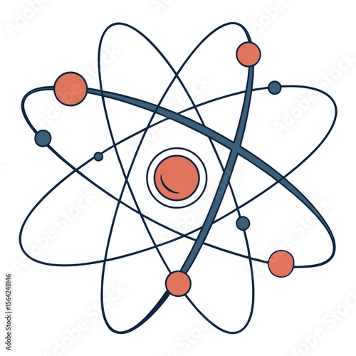 Atomic structure diagram with orbiting particles science