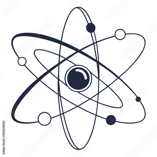Atomic structure diagram dark blue orbits science nucleus