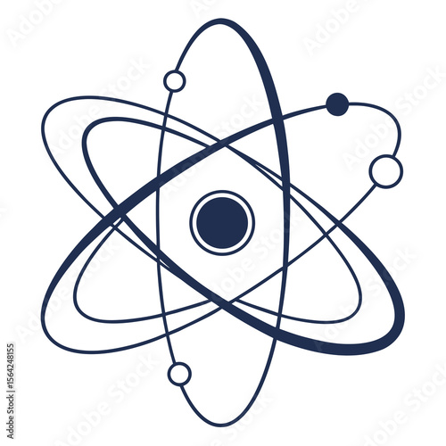 Atomic structure diagram dark blue lines atomic model
