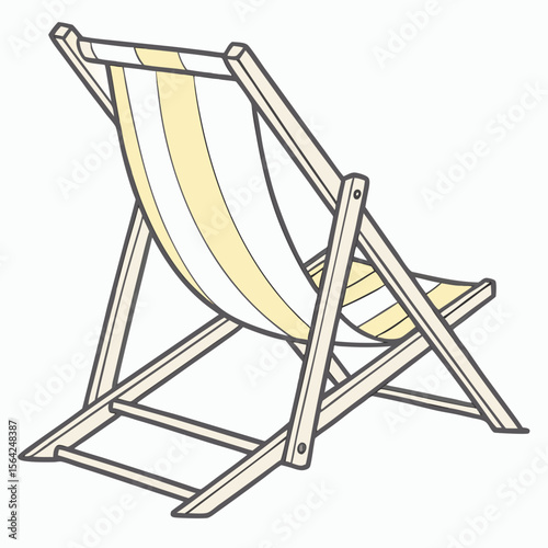 Striped beach chair with wooden frame recliner outdoor furniture
