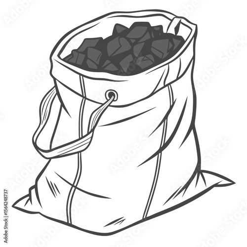 Full charcoal bag with black rocks white
