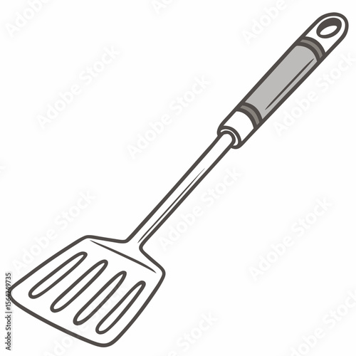 Silver grilling spatula with grey handle kitchen utensil