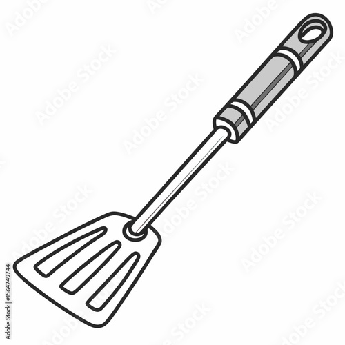 Silver grilling spatula with slotted head kitchen utensil