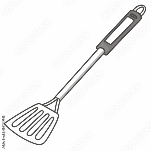 Metal grilling spatula with slotted head barbecue tool
