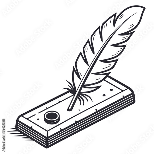 Feather quill inkwell writing instrument quill pen