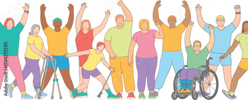 Disability inclusion diverse group people inclusivity accessibility awareness support equity community unity