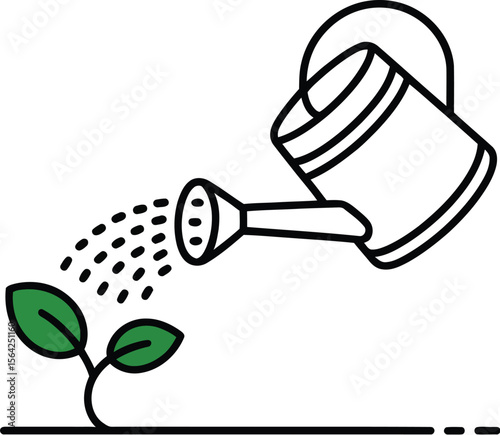 Watering can illustration for gardening and plant care tips and tricks for healthy growth and garden design