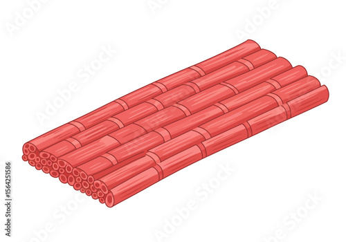 Isometric Illustration of Red Muscle Tissue Structure Detailed and Isolated.