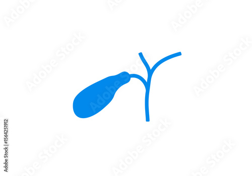 Blue Gallbladder and Bile Duct Illustration Medical Anatomy Diagram Isolated on White.